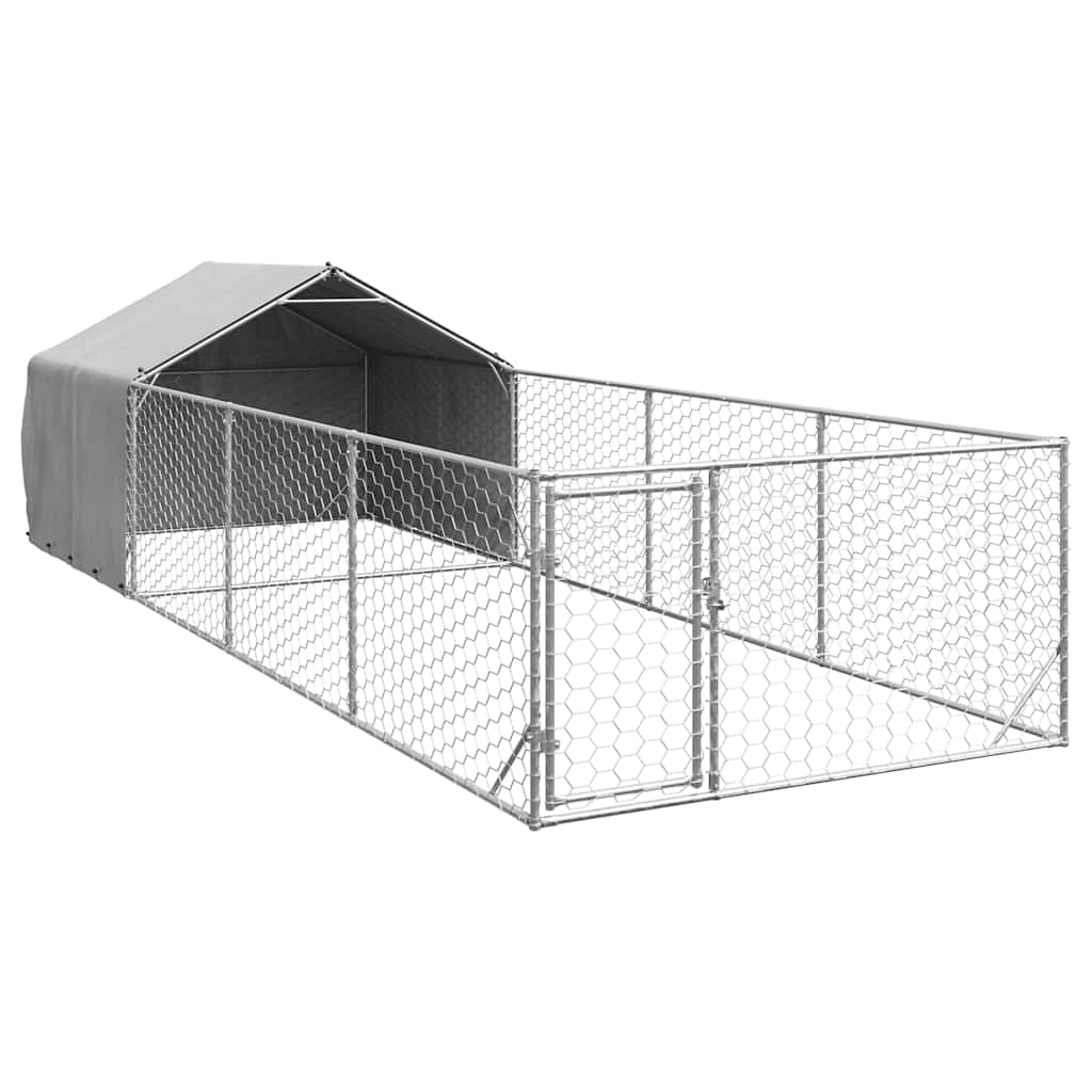 Niche d'extérieur pour chien enclos 7x2x1,5 m acier galvanisé