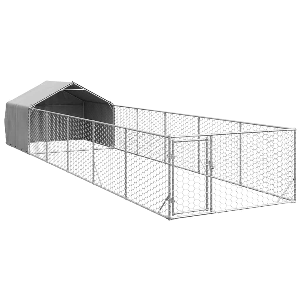 Niche d'extérieur pour chien enclos 8x2x1,5 m acier galvanisé