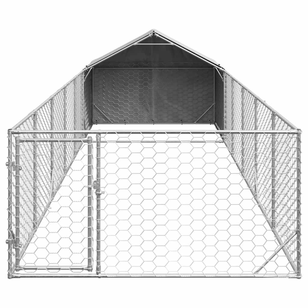 Niche d'extérieur pour chien enclos 8x2x1,5 m acier galvanisé