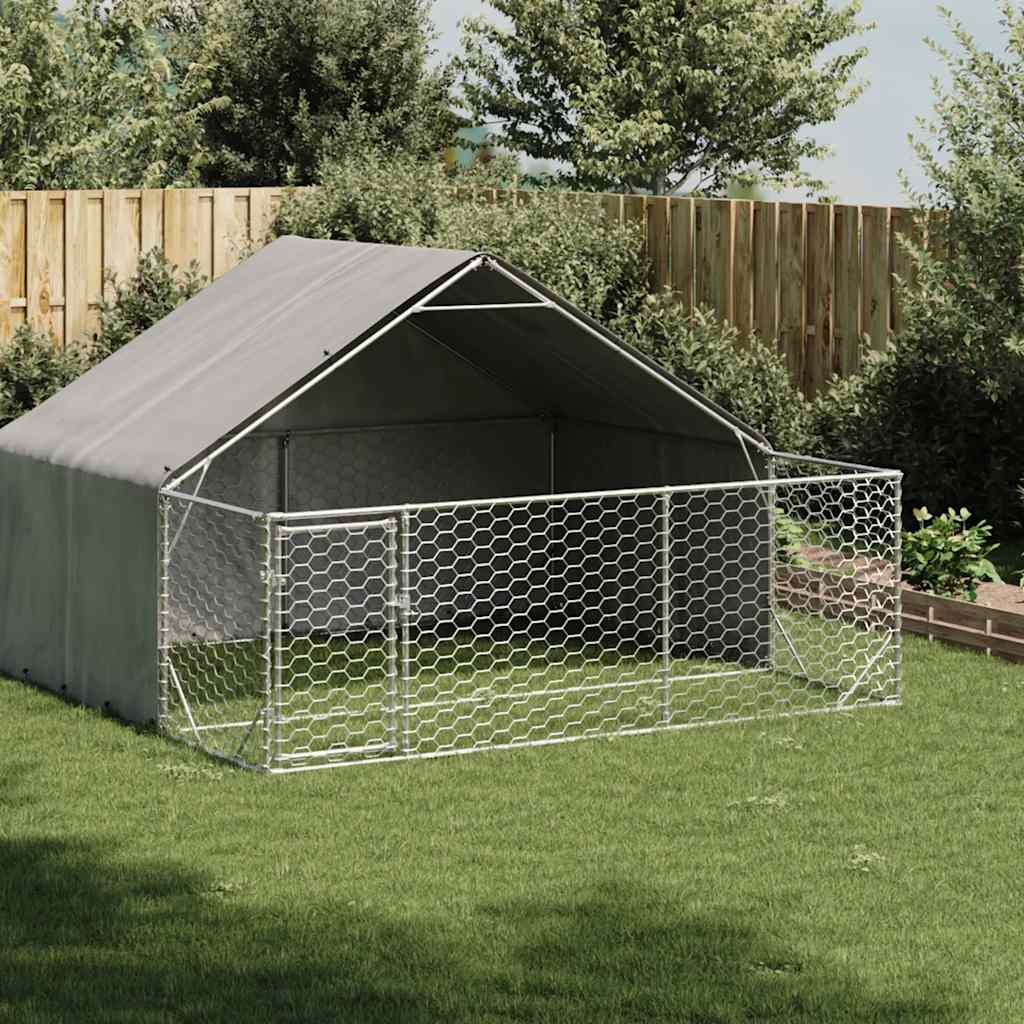 Niche d'extérieur pour chien enclos 3x3x1,9 m acier galvanisé