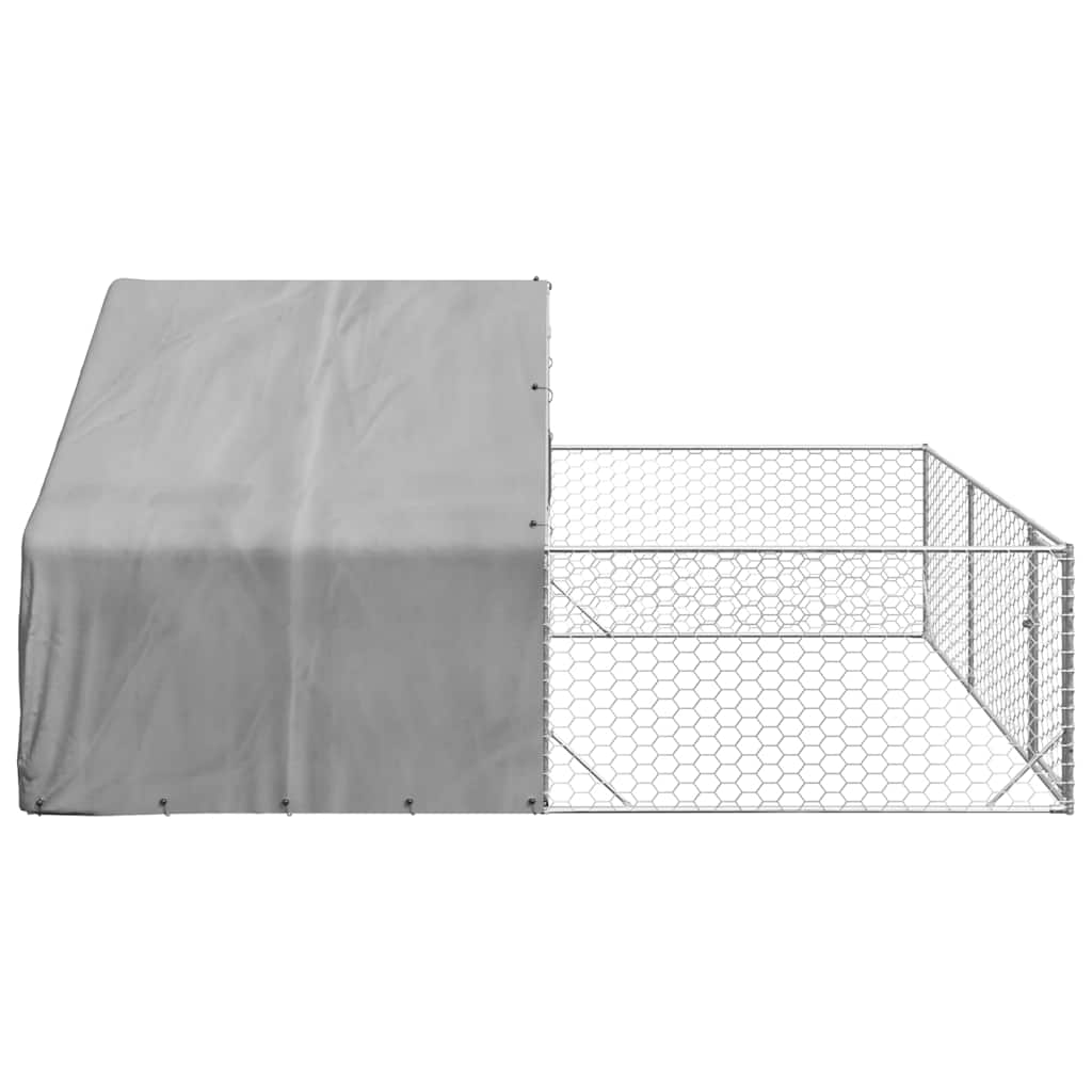 Niche d'extérieur pour chien enclos 4x3x1,9 m acier galvanisé