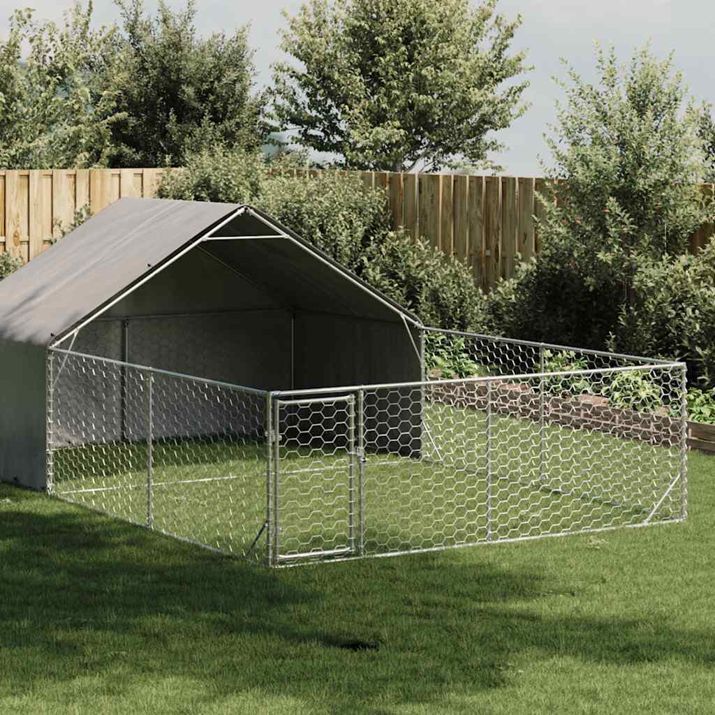 Niche d'extérieur pour chien enclos 6x3x1,9 m acier galvanisé