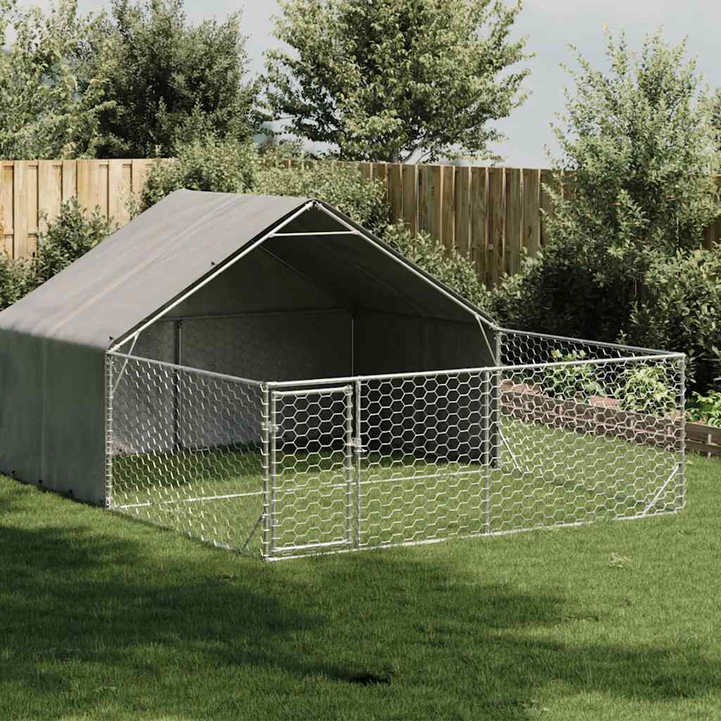 Niche d'extérieur pour chien enclos 5x3x1,9 m acier galvanisé