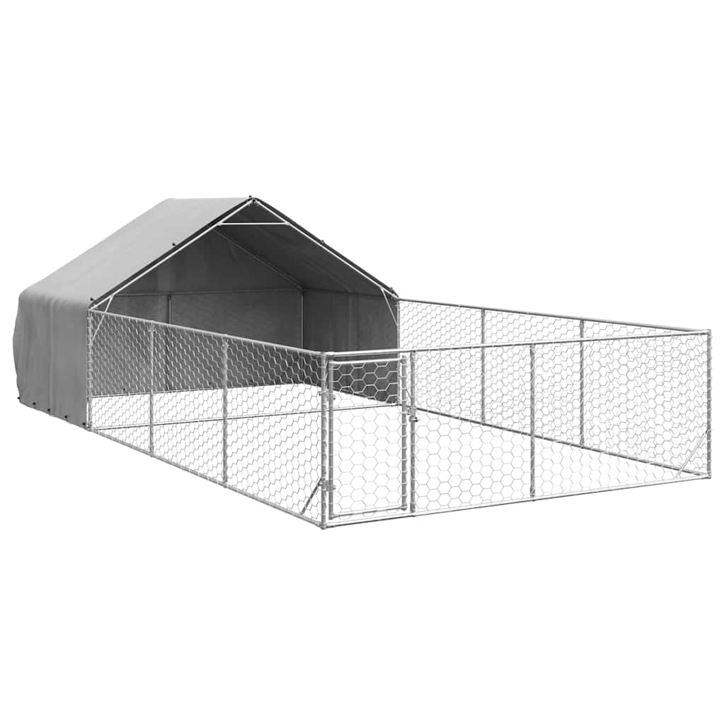 Niche d'extérieur pour chien enclos 7x3x1,9 m acier galvanisé