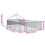 Niche d'extérieur pour chien enclos 7x3x1,9 m acier galvanisé