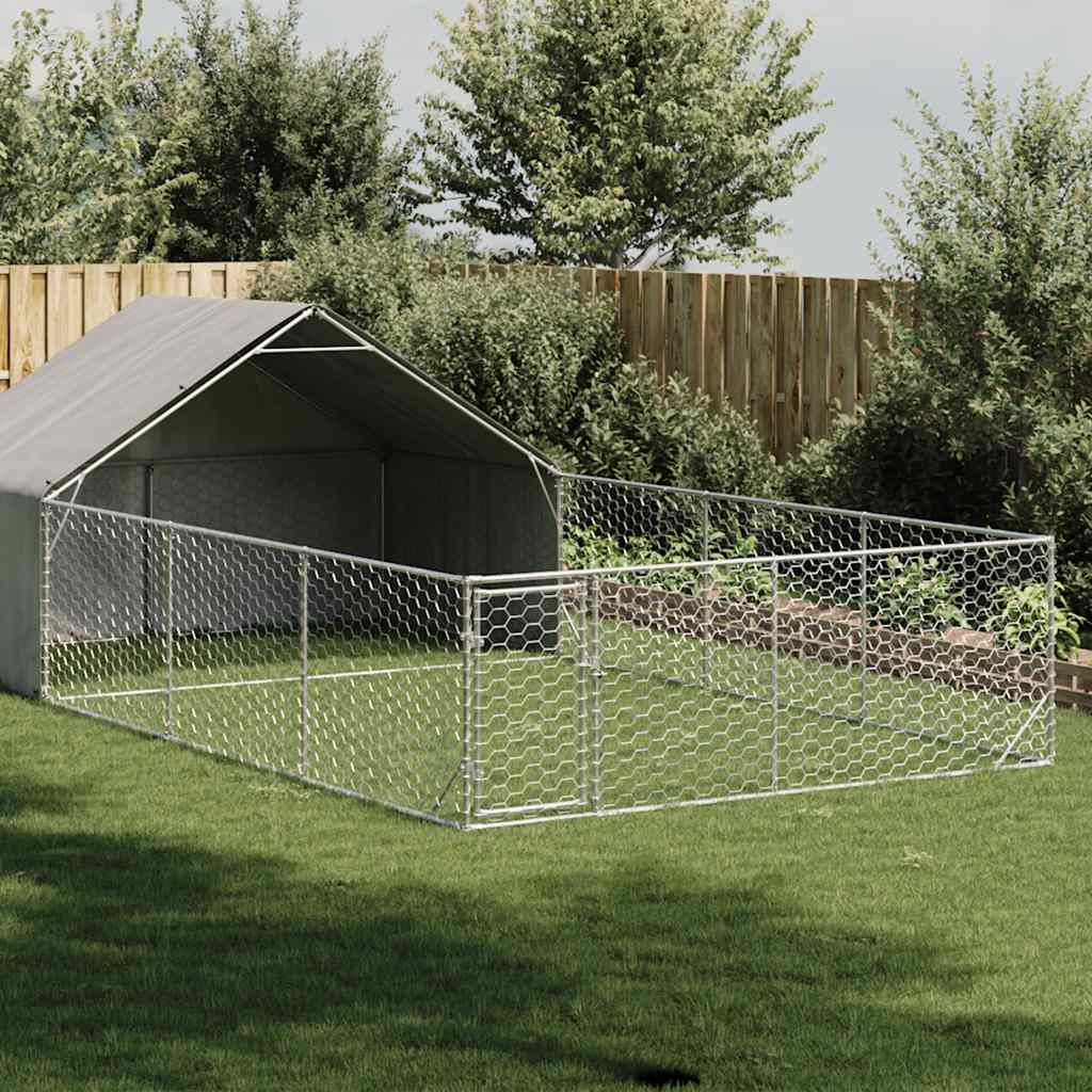 Niche d'extérieur pour chien enclos 7x3x1,9 m acier galvanisé