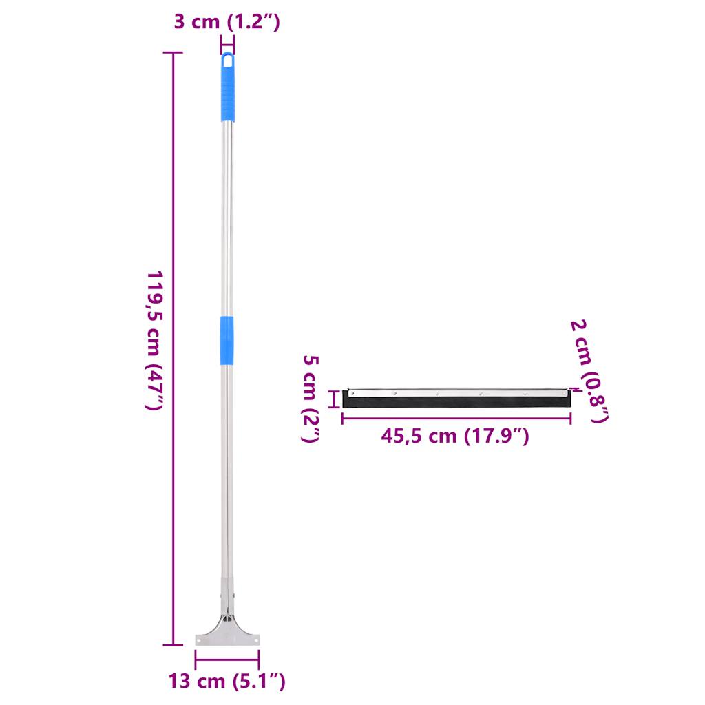 Bodenwischer 45,5 x 119,5 cm aus Stahl und Gummi