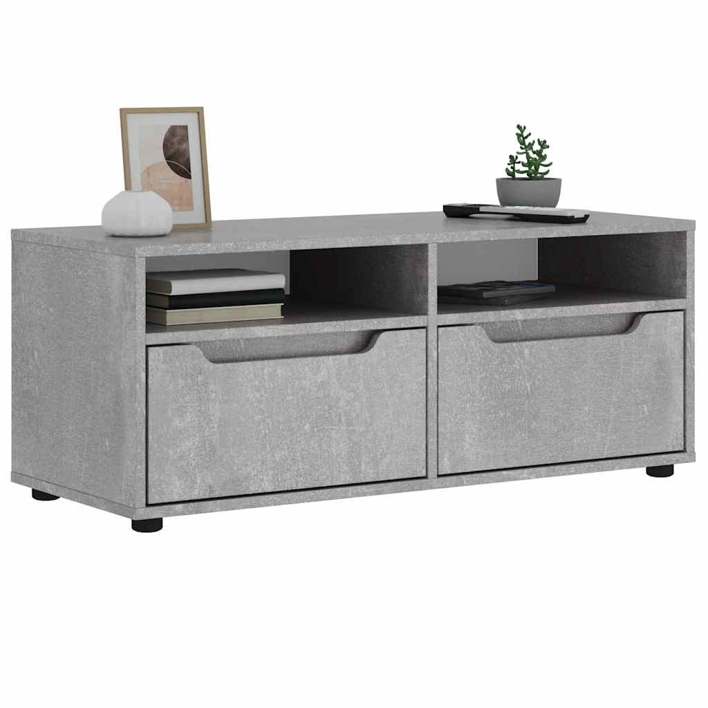 Meuble TV VISNES gris béton 100x40x38 cm bois d'ingénierie