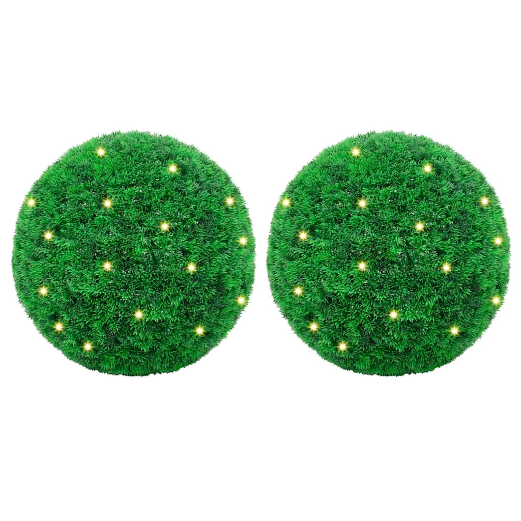 Boules de buis artificielles avec lumières LED 2 pcs vert 27 cm