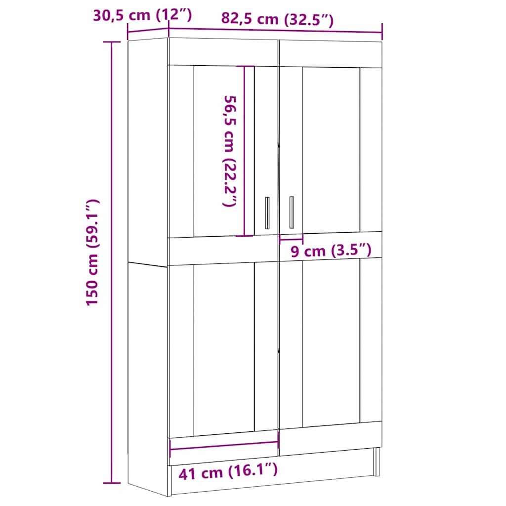 Bibliothèque vieux bois 82,5x30,5x150 cm bois d'ingénierie