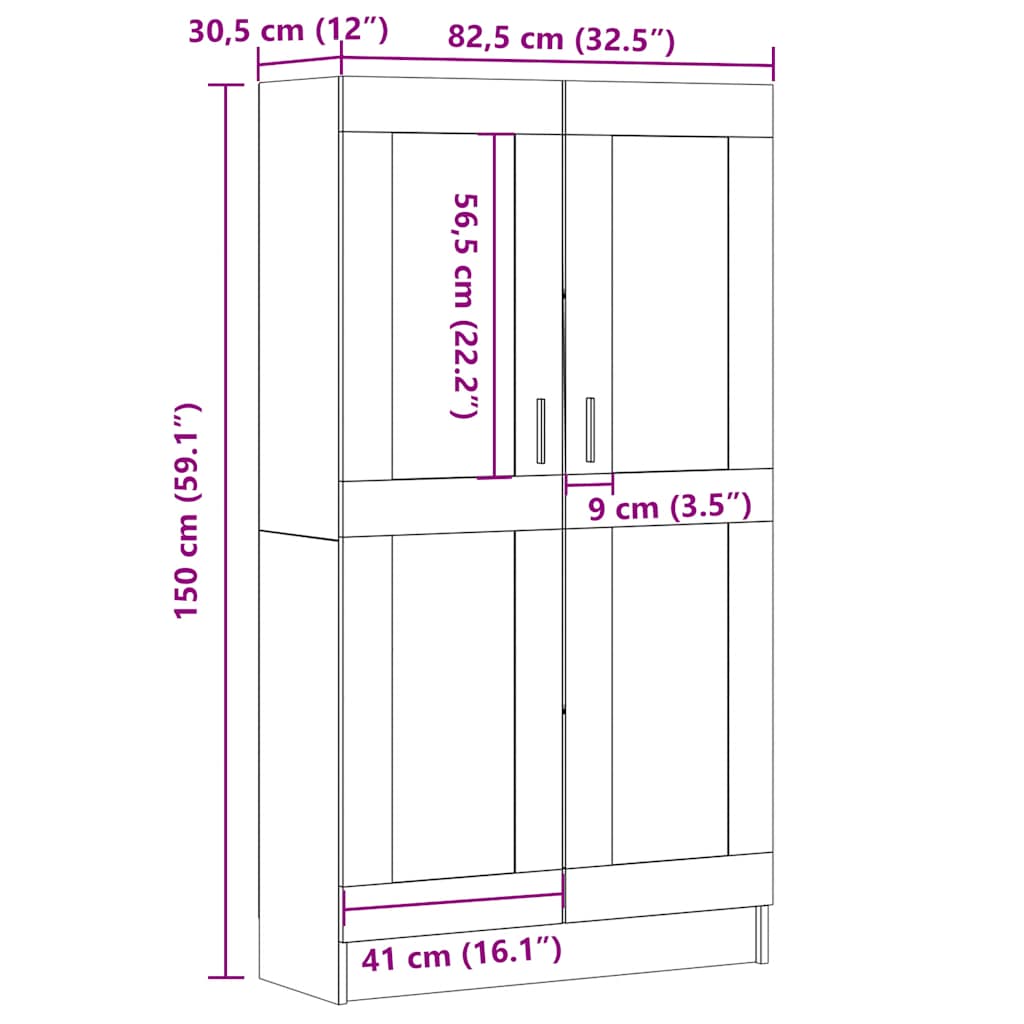 Bibliothèque chêne artisanal 82,5x30,5x150 cm bois d'ingénierie