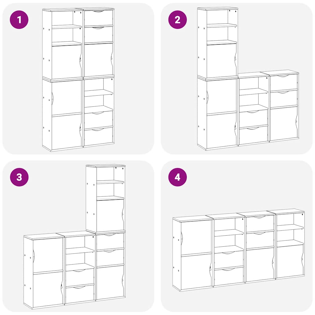 Armoires latérales 4 pcs ODDA 40x24x79 cm bois massif pin