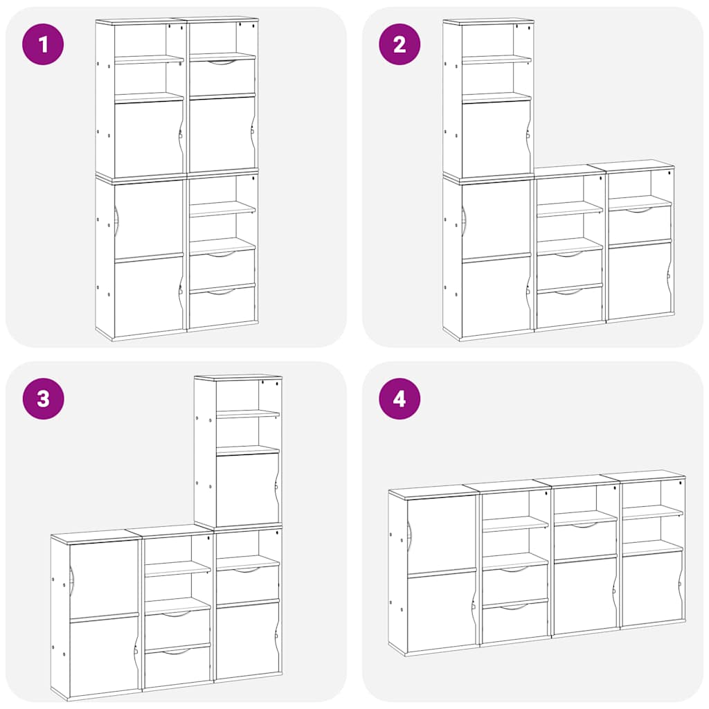 Armoires latérales 4 pcs ODDA 40x24x79 cm bois massif pin