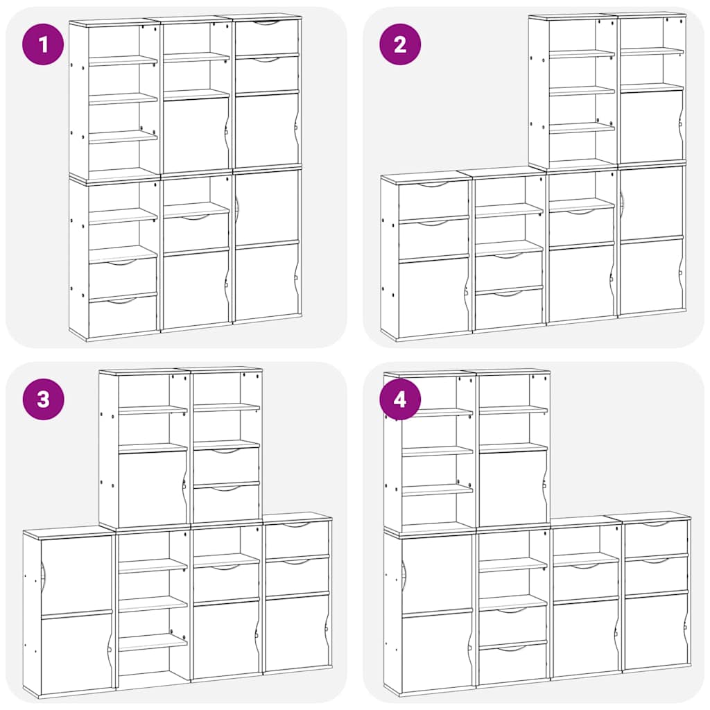 Armoires latérales 6 pcs ODDA 40x24x79 cm bois massif pin