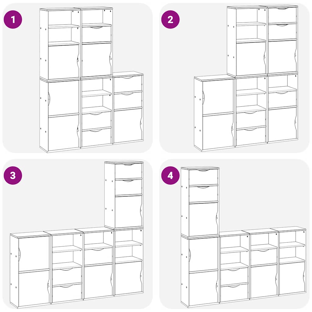 Armoires latérales 5 pcs ODDA blanc 40x24x79 cm bois massif pin