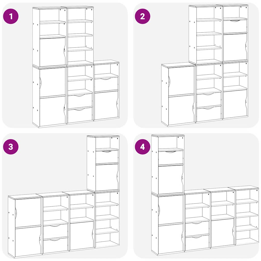 Armoires latérales 5 pcs ODDA 40x24x79 cm bois massif pin