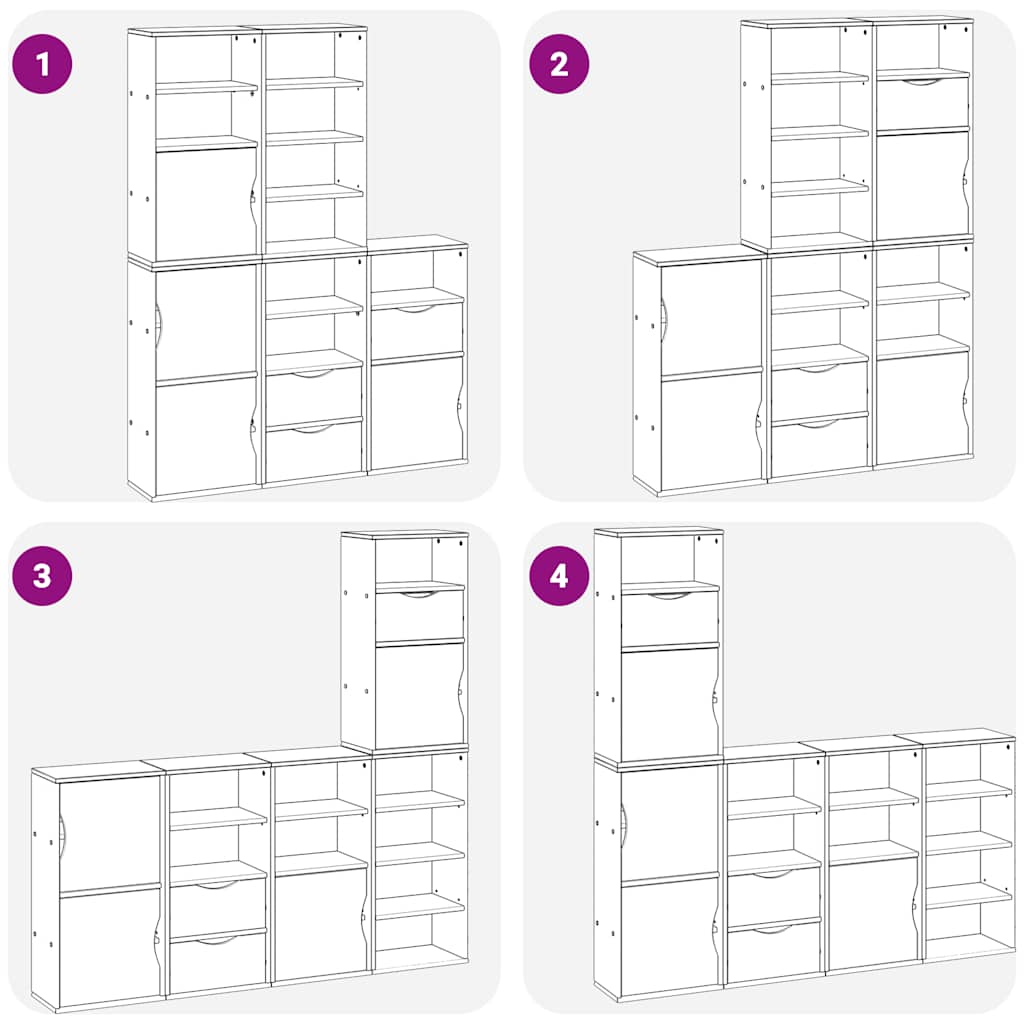 Armoires latérales 5 pcs ODDA blanc 40x24x79 cm bois massif pin