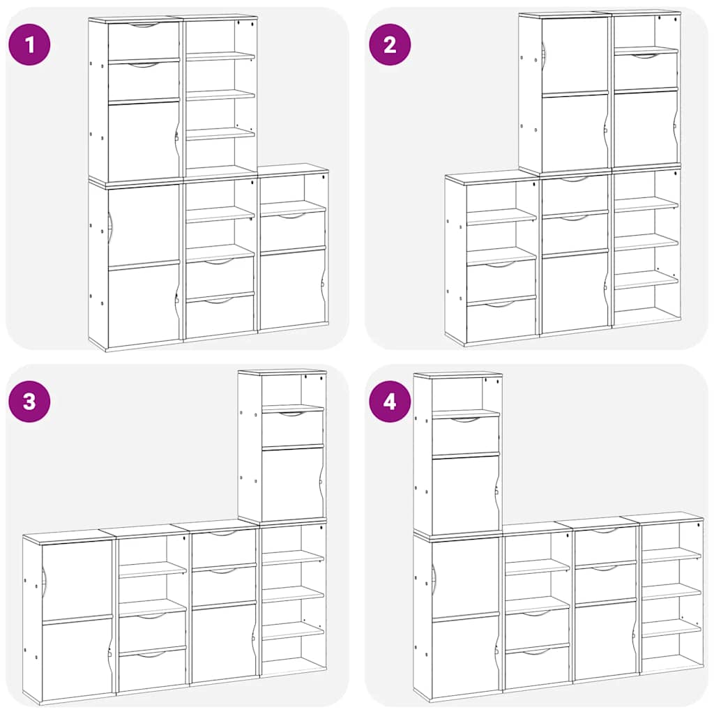 Armoires latérales 5 pcs ODDA 40x24x79 cm bois massif pin