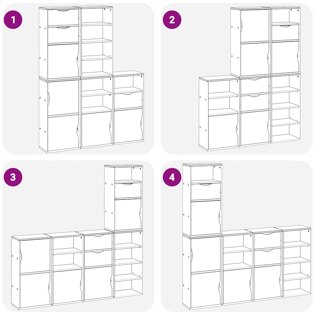 Armoires latérales 5 pcs ODDA blanc 40x24x79 cm bois massif pin