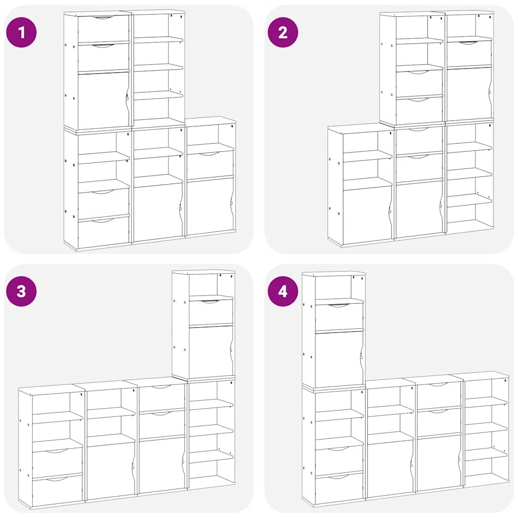 Armoires latérales 5 pcs ODDA 40x24x79 cm bois massif pin