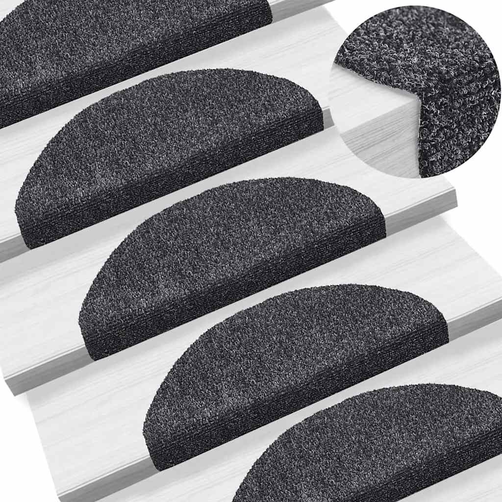 Tapis d'escalier autocollant 20 pcs gris foncé 65x21x4 cm