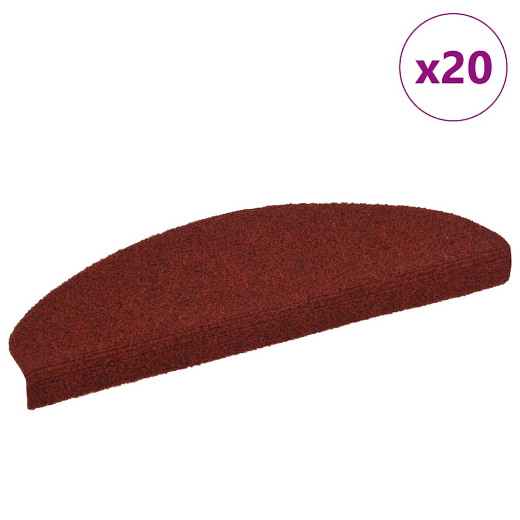 Tapis d'escalier autocollant 20 pcs rouge 65x21x4 cm