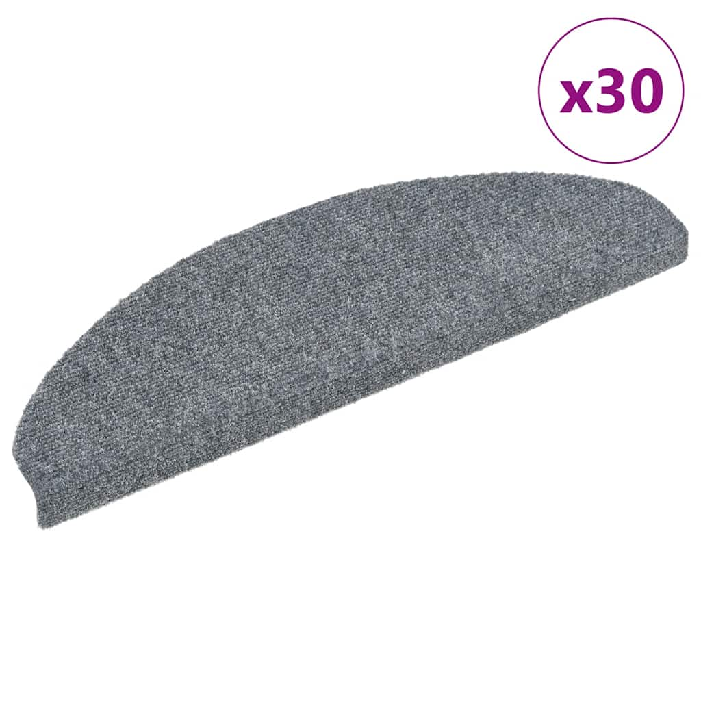 Tapis d'escalier auto-adhésifs 30 pcs gris clair 65x21x4 cm