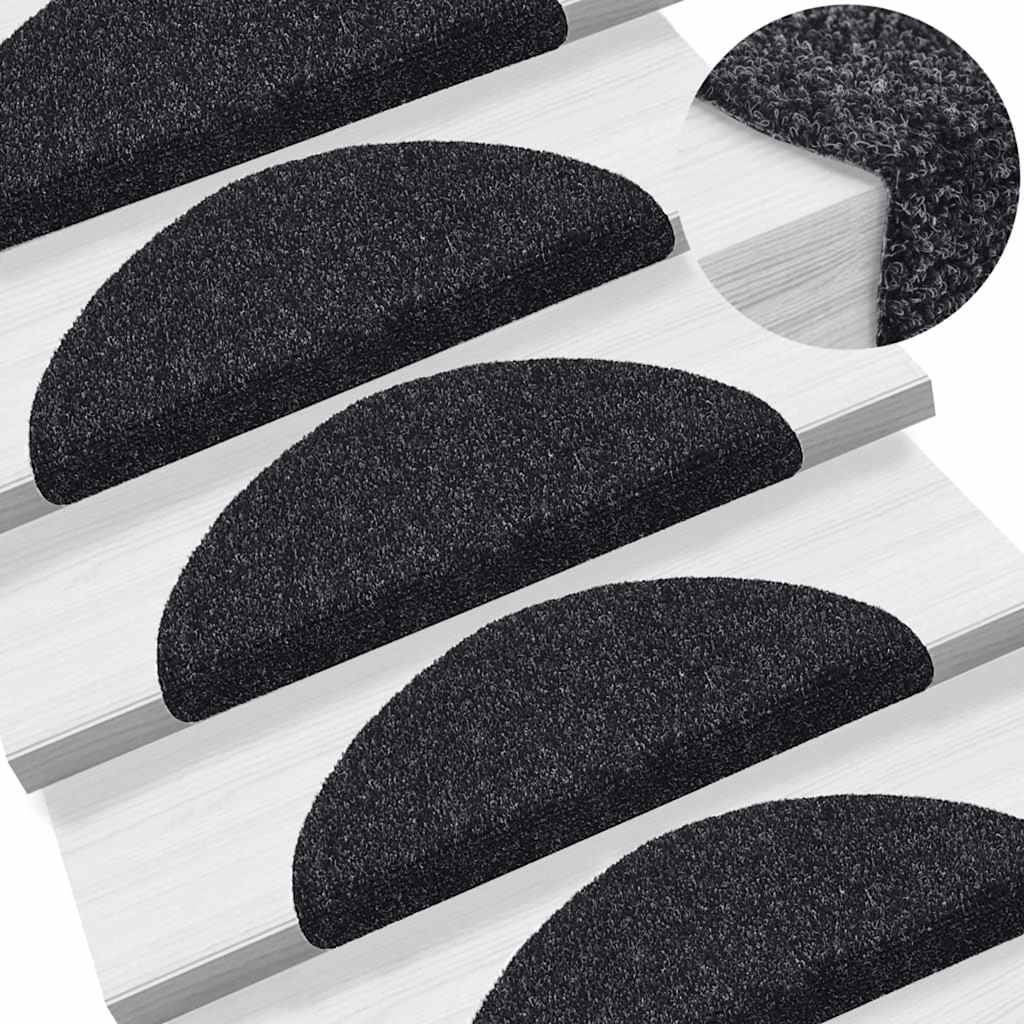 Tapis d'escalier auto-adhésifs 30 pcs noir 56x17x3 cm