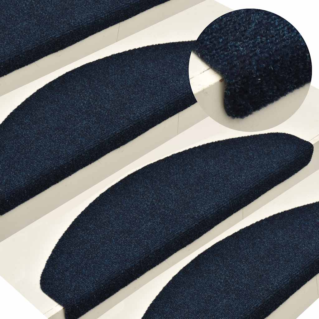 Tapis d'escalier auto-adhésifs 30 pcs marine 56x17x3 cm