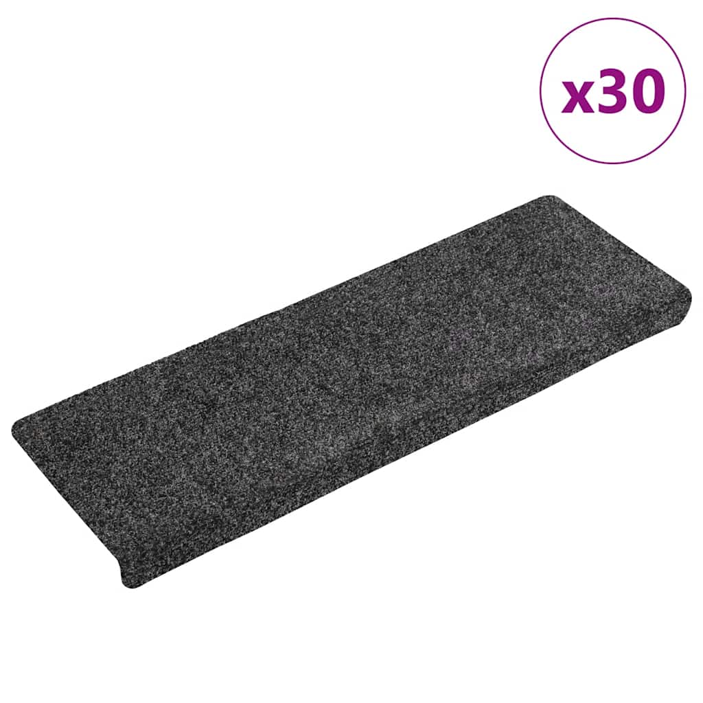 Tapis d'escalier autocollants 30 pcs gris 65x21x4 cm