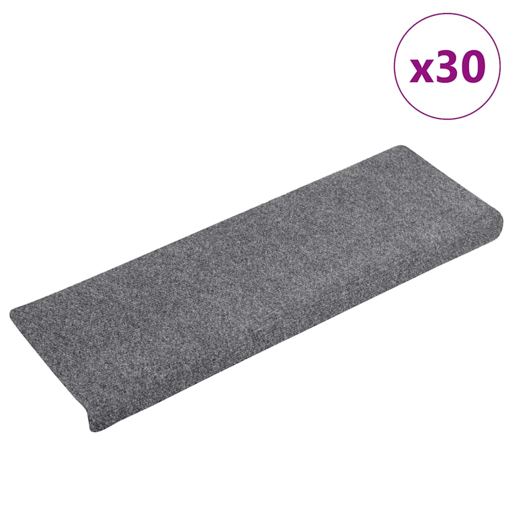 Tapis d'escalier auto-adhésifs 30 pcs gris clair 65x21x4 cm