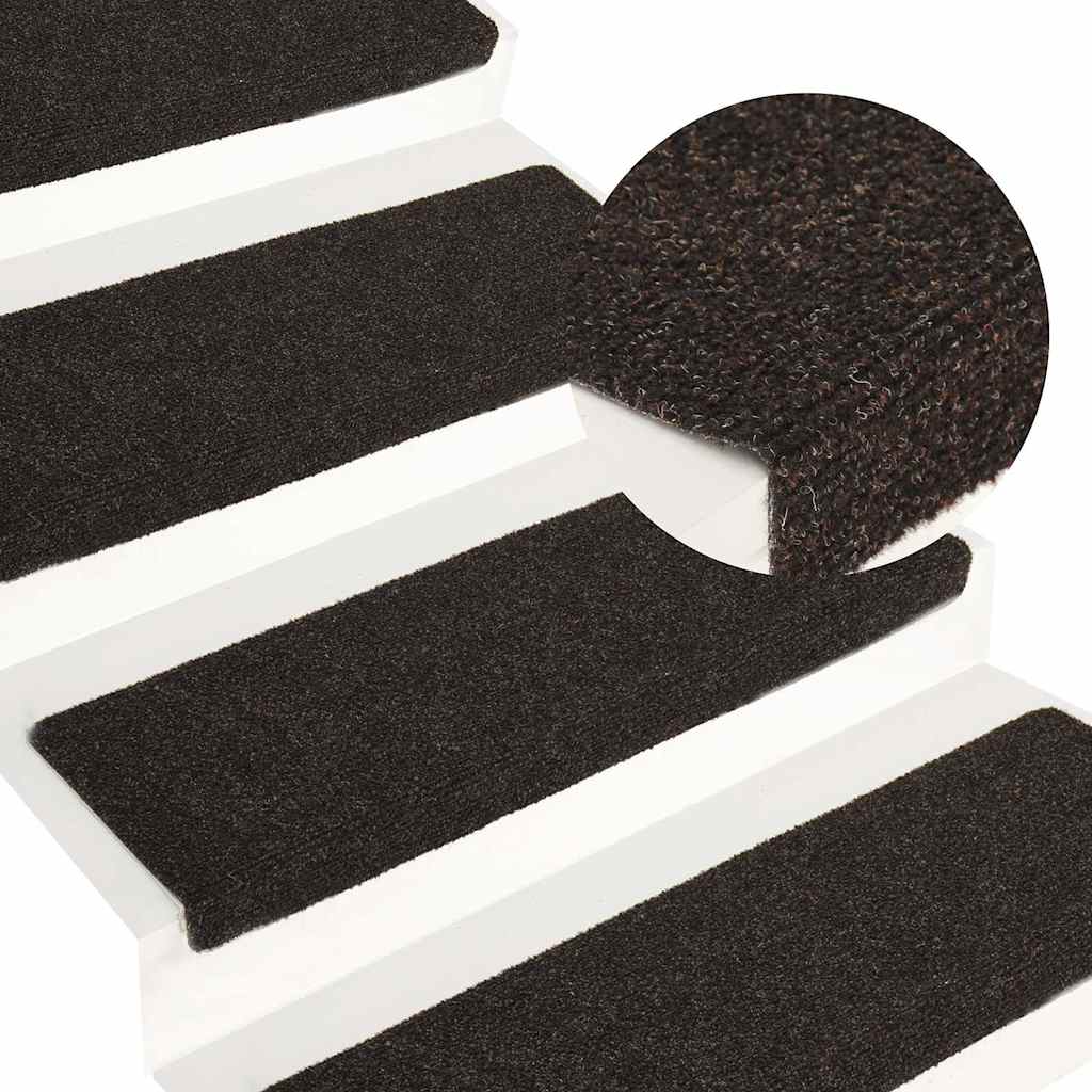 Tapis d'escalier autocollant 30 pcs marron foncé 65x21x4 cm