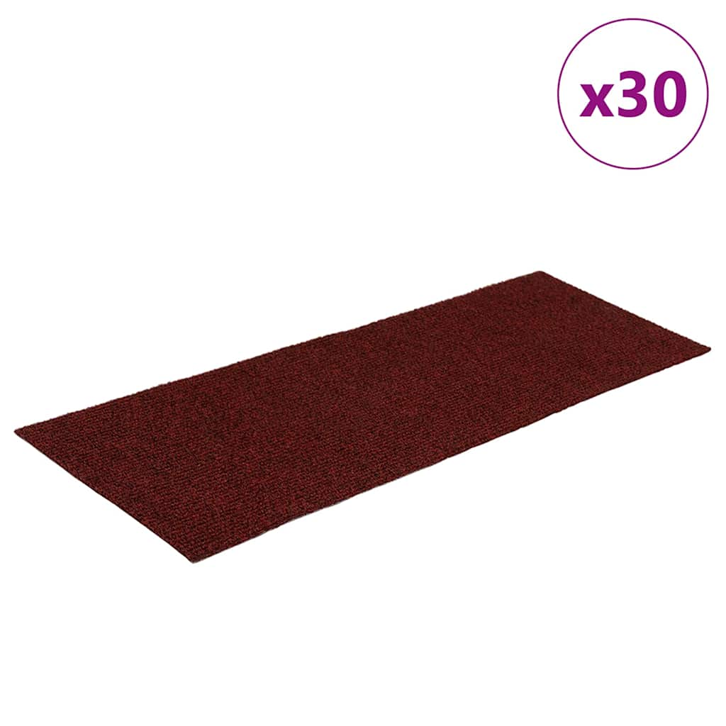 Tapis d'escalier auto-adhésifs 30 pcs rouge 60x25 cm