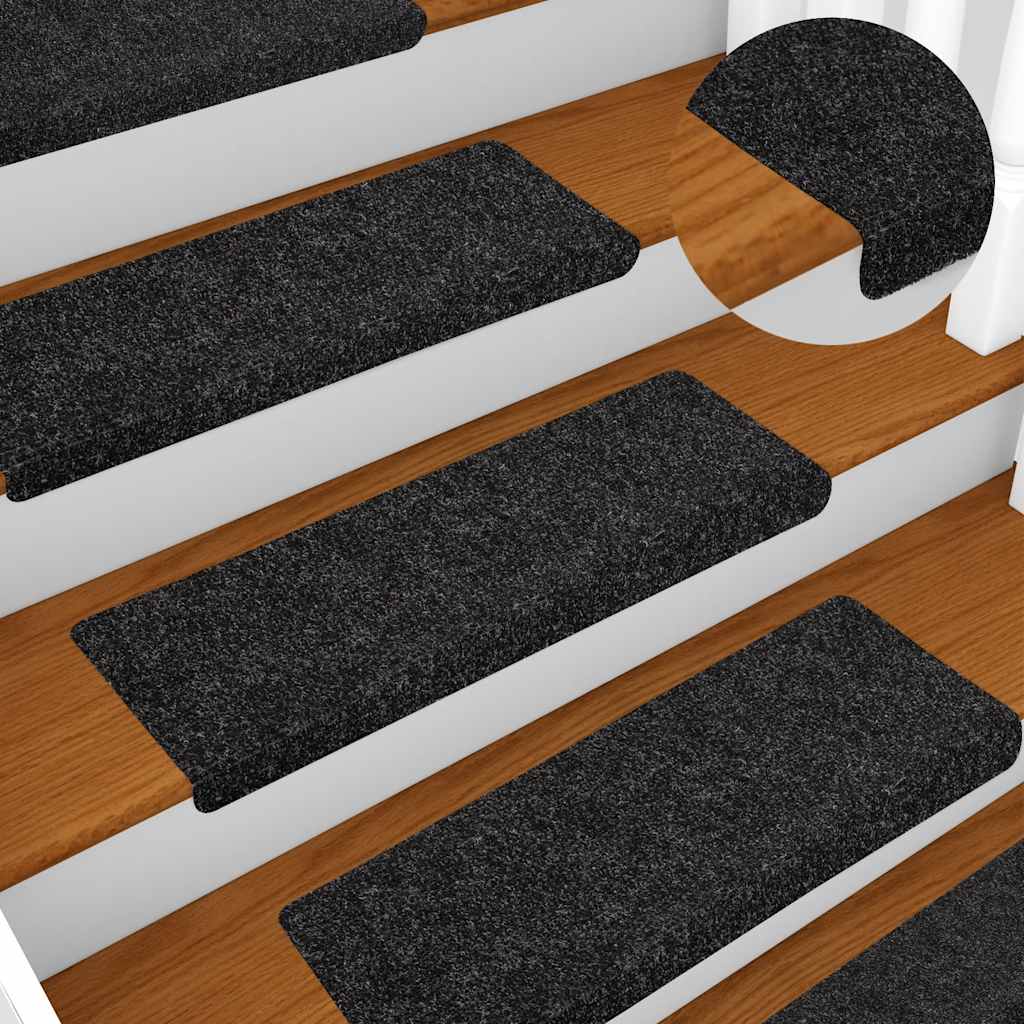 Tapis d'escalier autocollant 20 pcs noir 65x21x4 cm