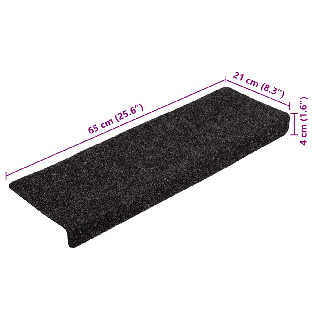 Tapis d'escalier autocollant 20 pcs noir 65x21x4 cm