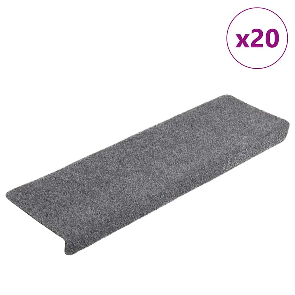 Tapis d'escalier autocollant 20 pcs gris clair 65x21x4 cm