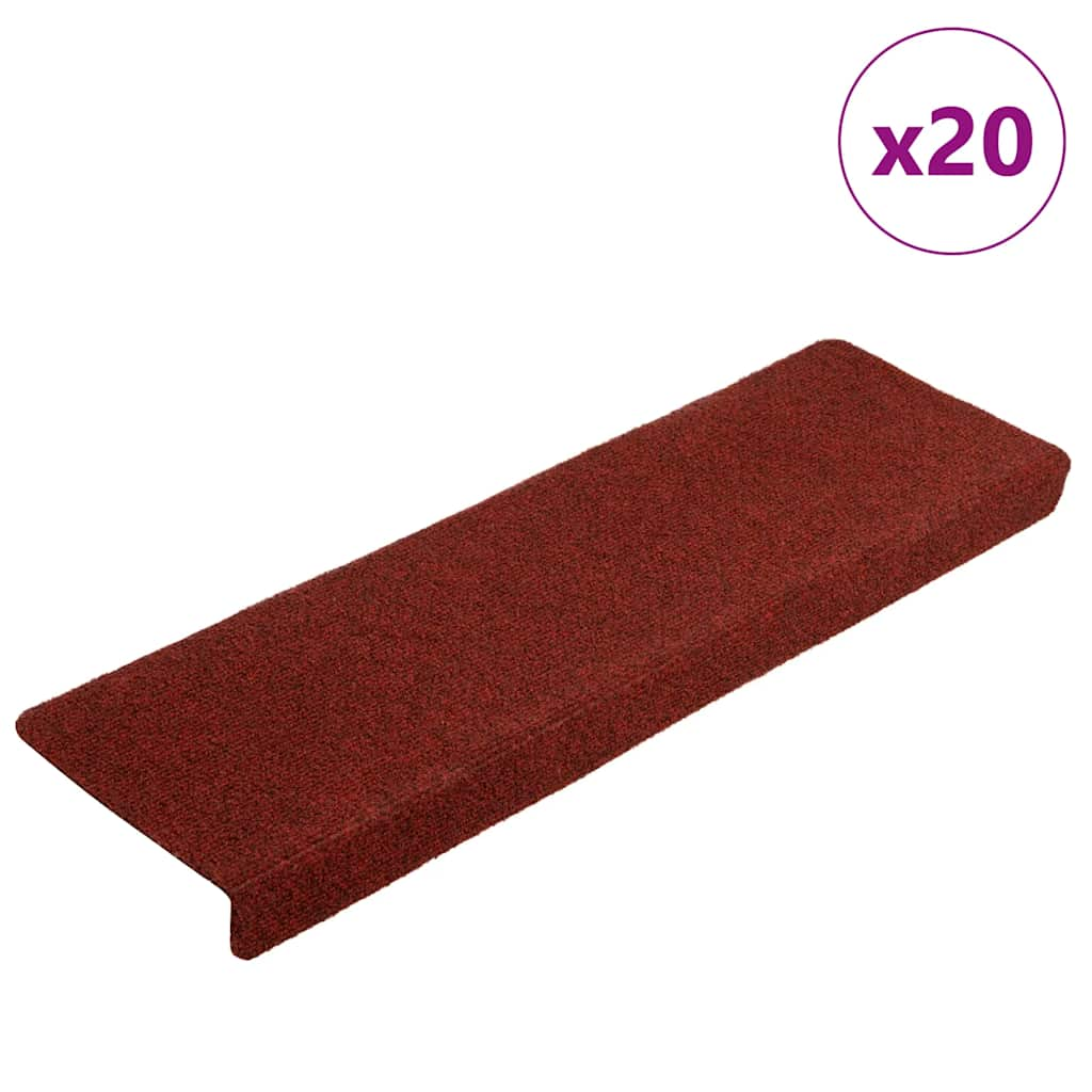 Tapis d'escalier autocollant 20 pcs rouge bordeaux 65x21x4 cm