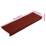 Tapis d'escalier autocollant 20 pcs rouge bordeaux 65x21x4 cm