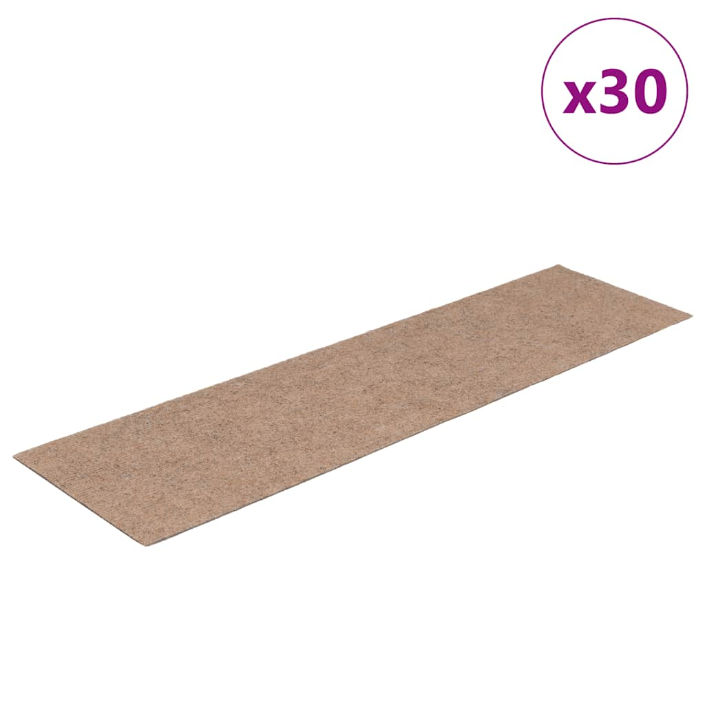 Tapis d'escalier auto-adhésifs 30 pcs marron clair 76x20 cm