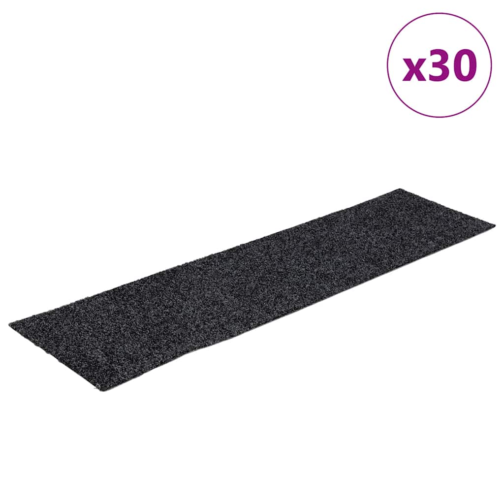 Tapis d'escalier auto-adhésifs 30 pcs gris 76x20 cm