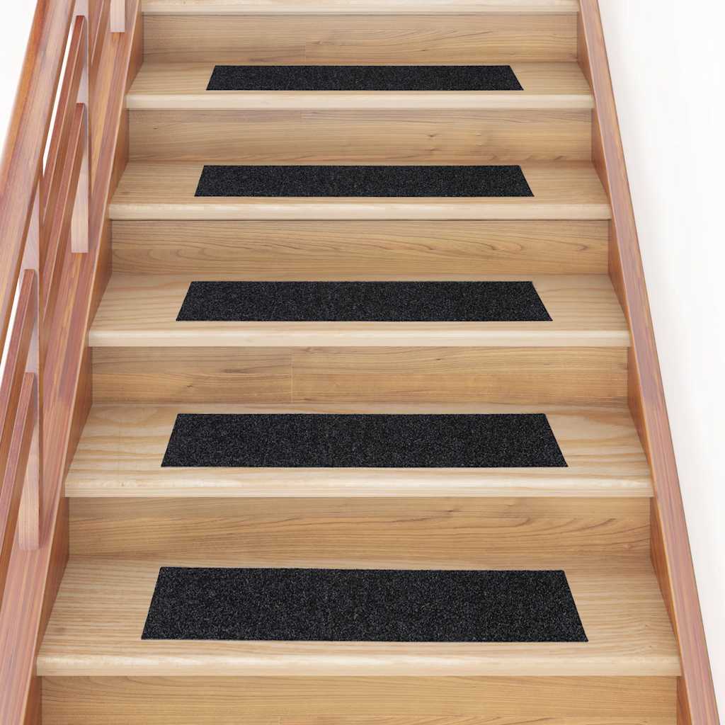 Tapis d'escalier auto-adhésifs 30 pcs noir 76x20 cm