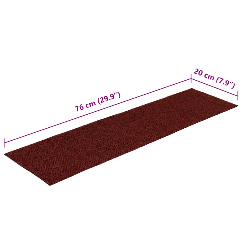 Tapis d'escalier auto-adhésifs 30 pcs rouge 76x20 cm