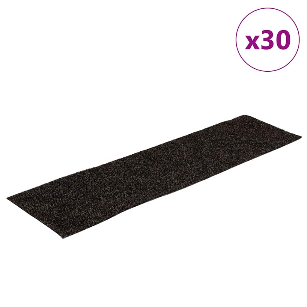 Tapis d'escalier auto-adhésifs 30 pcs marron 76x20 cm