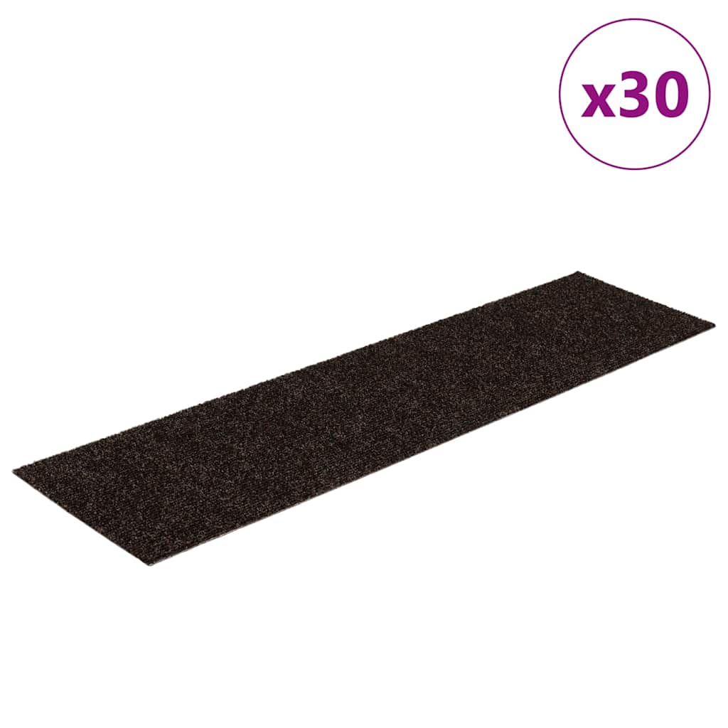 Tapis d'escalier auto-adhésifs 30 pcs marron foncé 76x20 cm