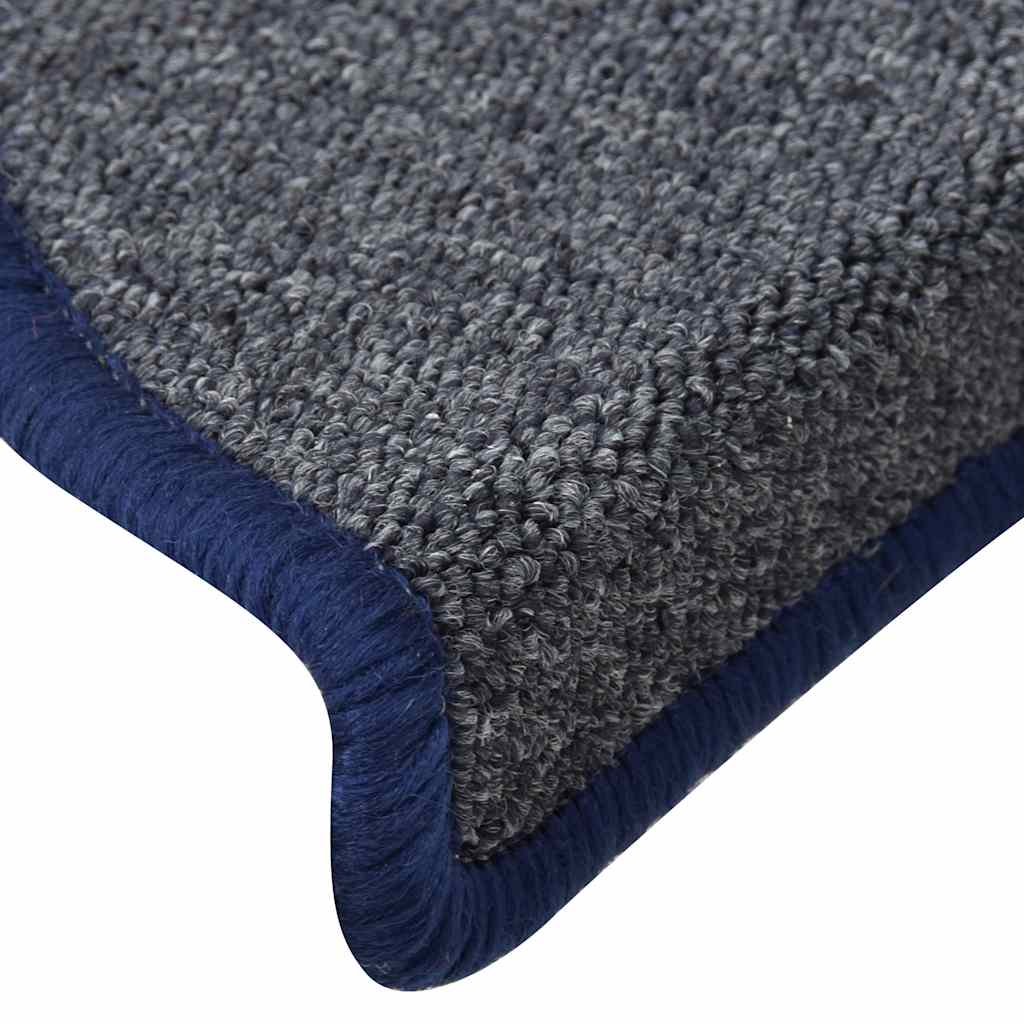 Tapis d'escalier 30 pcs gris foncé et bleu 56x17x3 cm