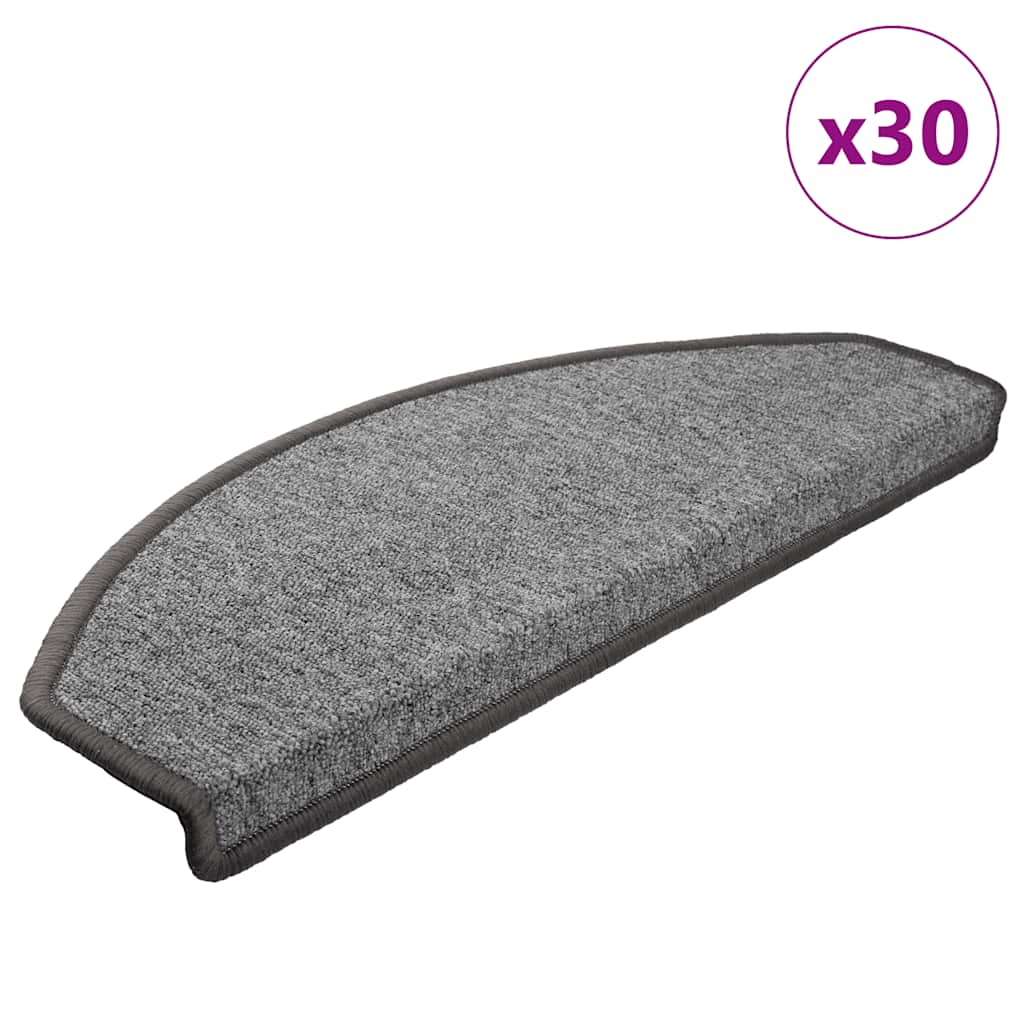 Tapis d'escalier 30 pcs gris foncé 65x24x4 cm