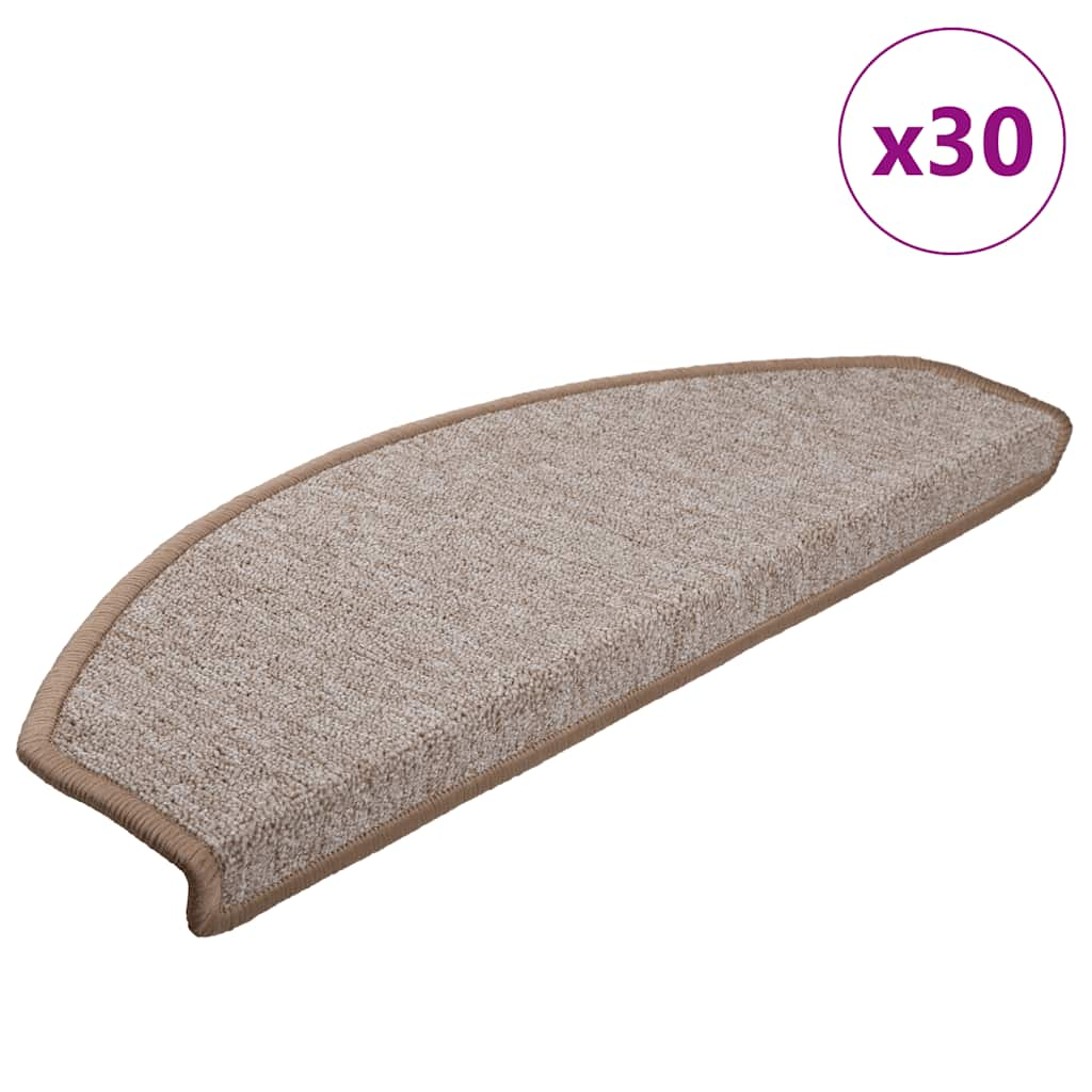 Tapis d'escalier 30 pcs marron clair 65x24x4 cm