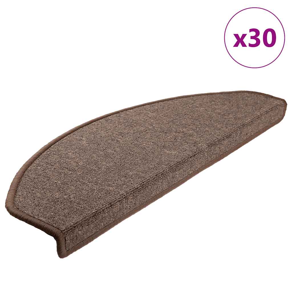 Tapis d'escalier 30 pcs marron café 65x24x4 cm