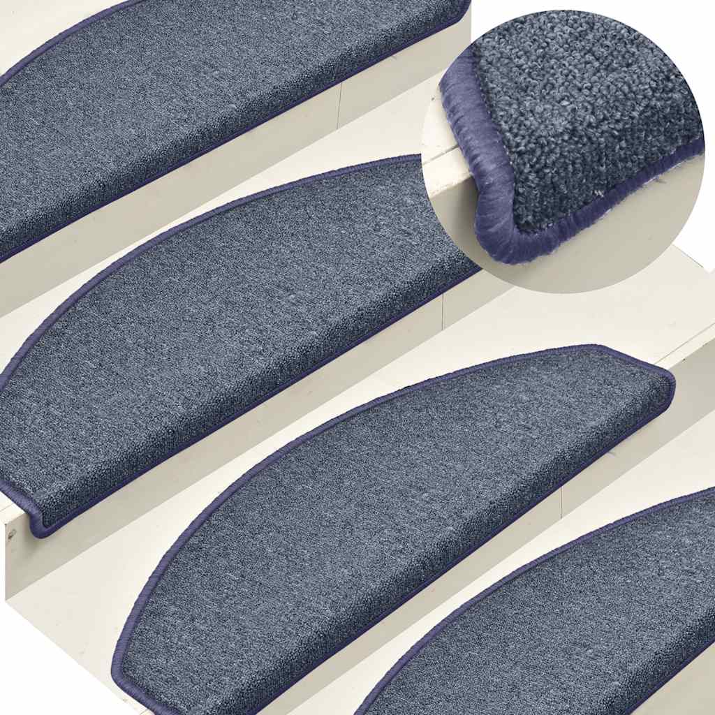 Tapis d'escalier 30 pcs gris foncé et bleu 65x24x4 cm