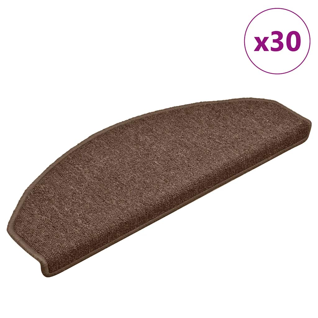 Tapis d'escalier 30 pcs marron 65x24x4 cm